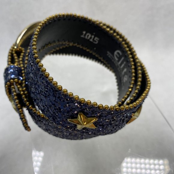 Vintage Elite Blue Glitter Start Studded Belt M main image 13